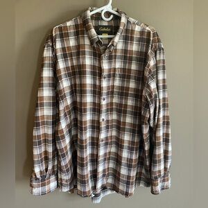 Cabela's Brown and White Plaid Button-Down Shirt